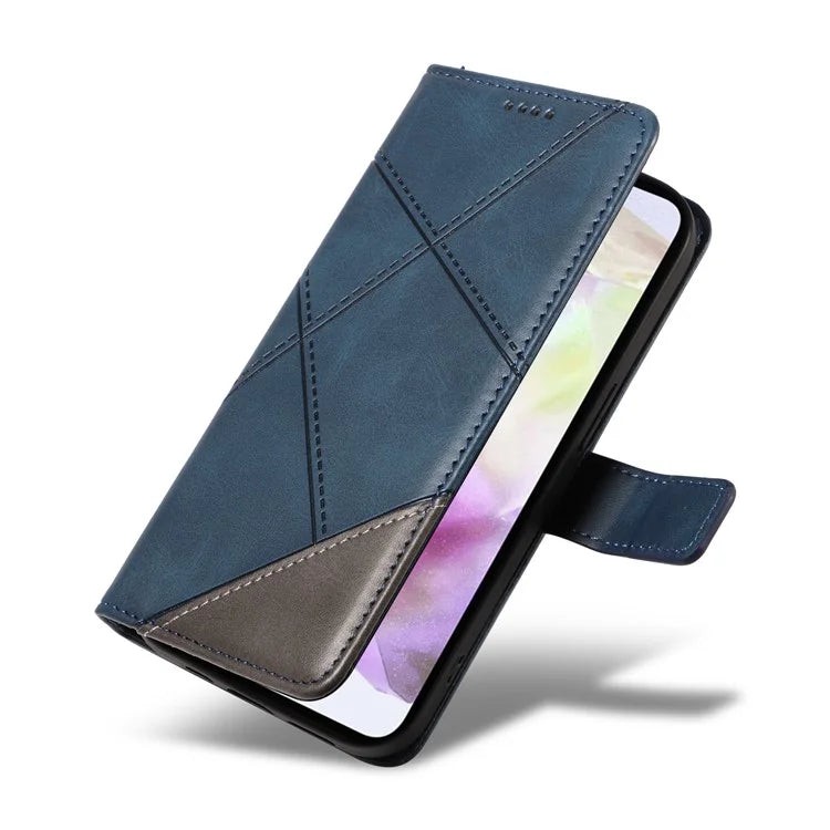 For Samsung Galaxy A35 5G Case Magnetic Clasp Leather Phone Cover Imprinted Geometric Line