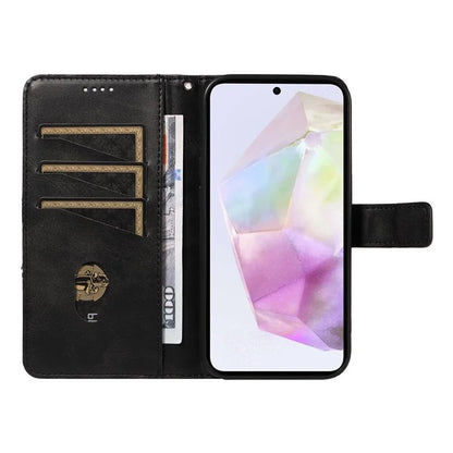 For Samsung Galaxy A35 5G Case Magnetic Clasp Leather Phone Cover Imprinted Geometric Line