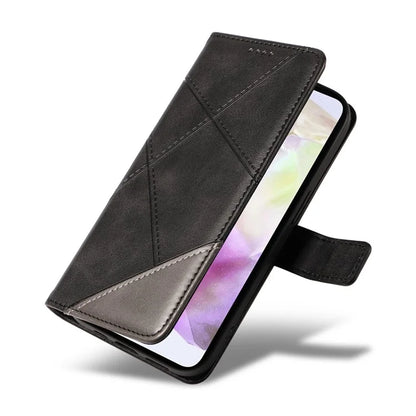 For Samsung Galaxy A35 5G Case Magnetic Clasp Leather Phone Cover Imprinted Geometric Line