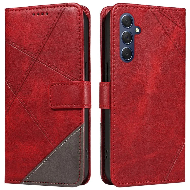 For Samsung Galaxy A35 5G Case Magnetic Clasp Leather Phone Cover Imprinted Geometric Line