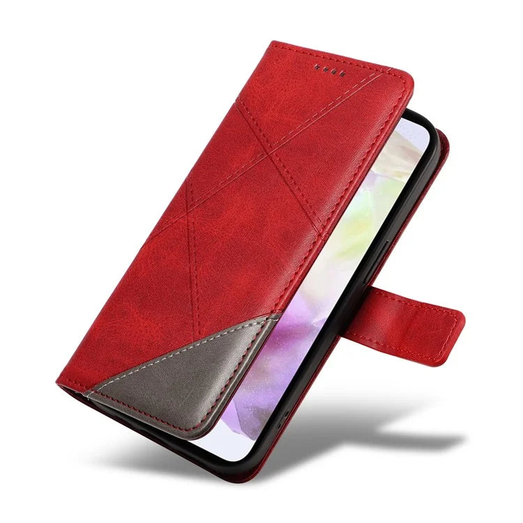For Samsung Galaxy A35 5G Case Magnetic Clasp Leather Phone Cover Imprinted Geometric Line