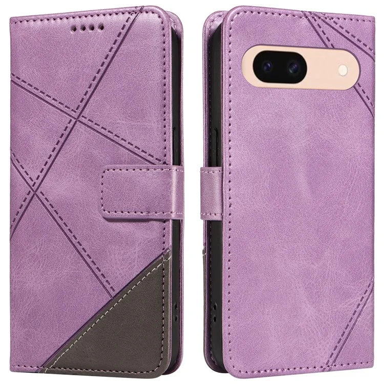 For Google Pixel 8a Case Calf Texture Leather Matte TPU Bumper Phone Cover Geometric Line