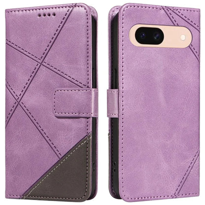 For Google Pixel 8a Case Calf Texture Leather Matte TPU Bumper Phone Cover Geometric Line