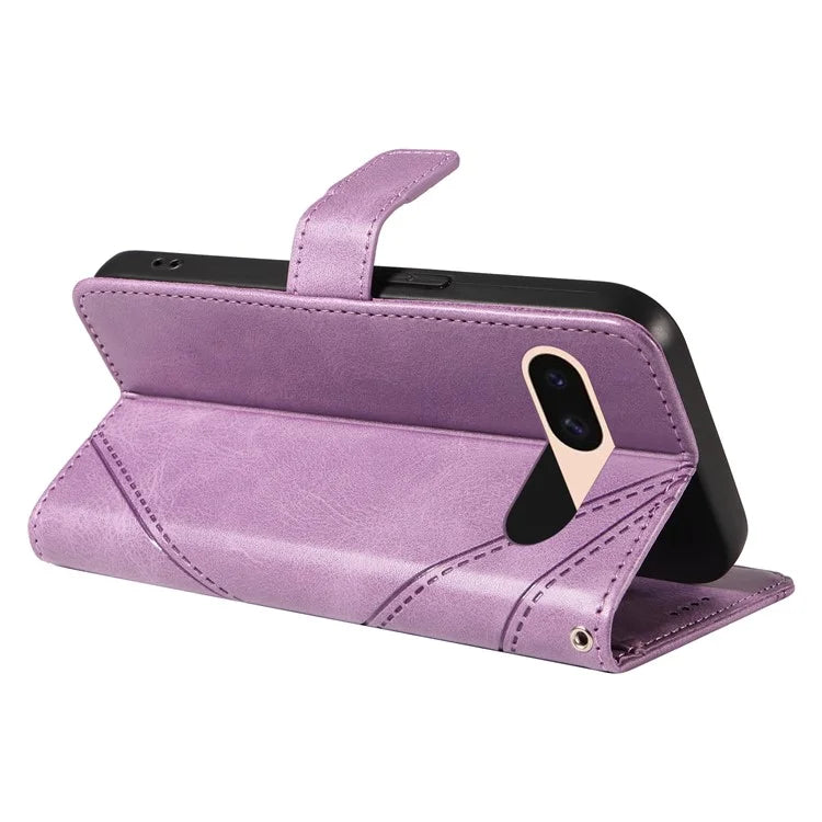 For Google Pixel 8a Case Calf Texture Leather Matte TPU Bumper Phone Cover Geometric Line
