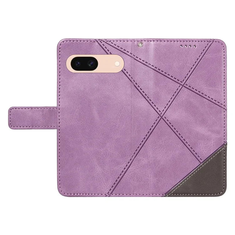 For Google Pixel 8a Case Calf Texture Leather Matte TPU Bumper Phone Cover Geometric Line