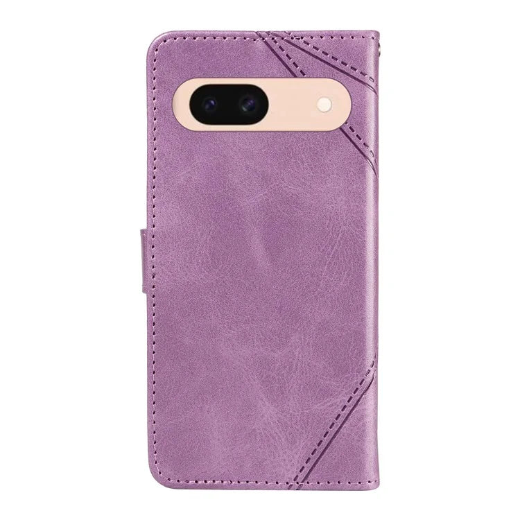 For Google Pixel 8a Case Calf Texture Leather Matte TPU Bumper Phone Cover Geometric Line