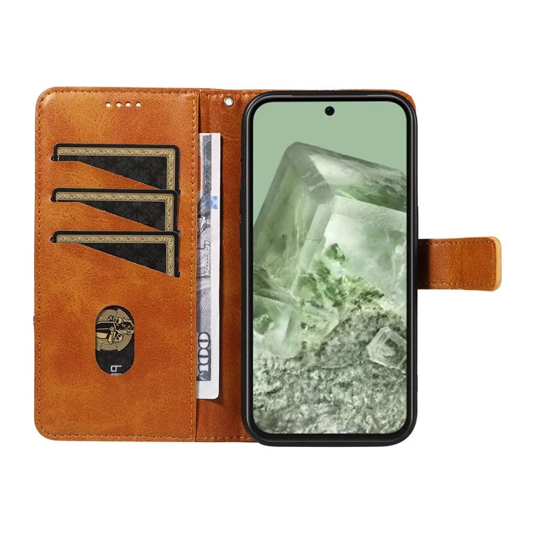 For Google Pixel 8a Case Calf Texture Leather Matte TPU Bumper Phone Cover Geometric Line