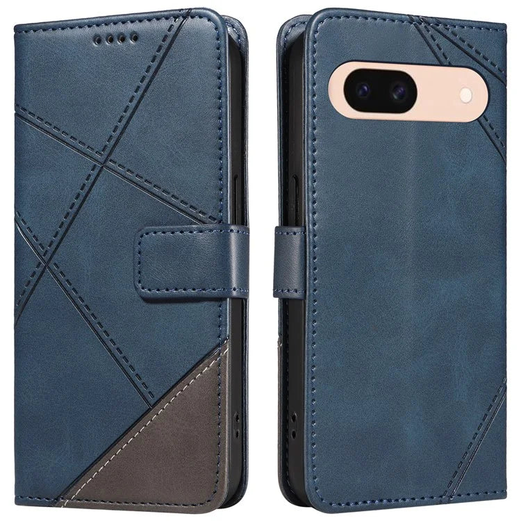 For Google Pixel 8a Case Calf Texture Leather Matte TPU Bumper Phone Cover Geometric Line