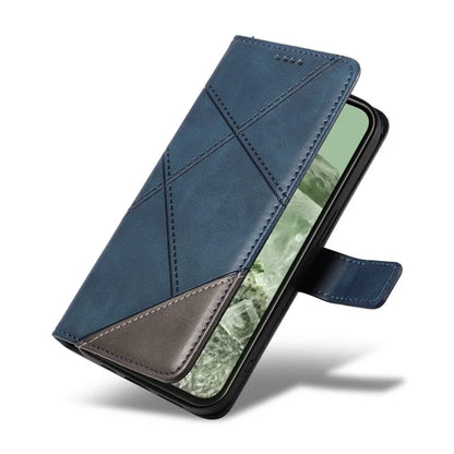 For Google Pixel 8a Case Calf Texture Leather Matte TPU Bumper Phone Cover Geometric Line