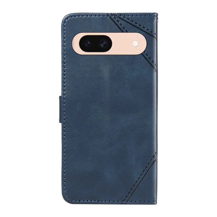 For Google Pixel 8a Case Calf Texture Leather Matte TPU Bumper Phone Cover Geometric Line