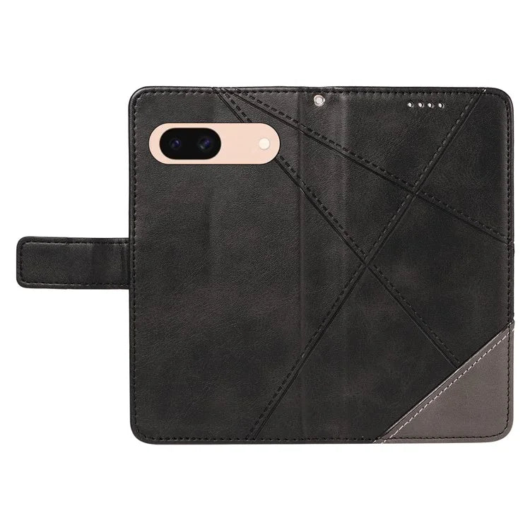 For Google Pixel 8a Case Calf Texture Leather Matte TPU Bumper Phone Cover Geometric Line