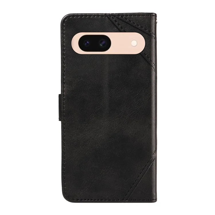 For Google Pixel 8a Case Calf Texture Leather Matte TPU Bumper Phone Cover Geometric Line