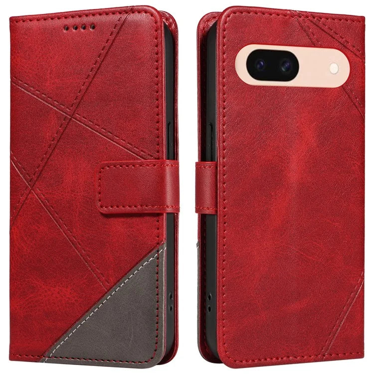 For Google Pixel 8a Case Calf Texture Leather Matte TPU Bumper Phone Cover Geometric Line