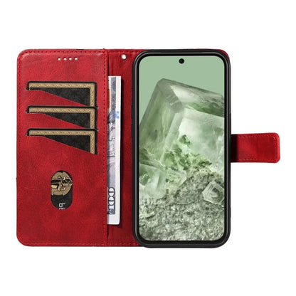 For Google Pixel 8a Case Calf Texture Leather Matte TPU Bumper Phone Cover Geometric Line