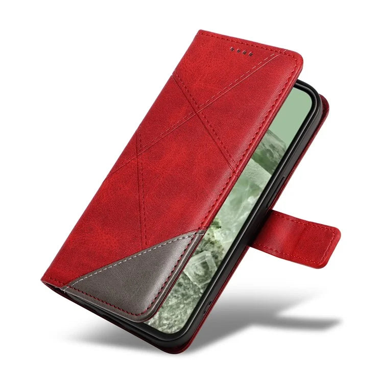 For Google Pixel 8a Case Calf Texture Leather Matte TPU Bumper Phone Cover Geometric Line
