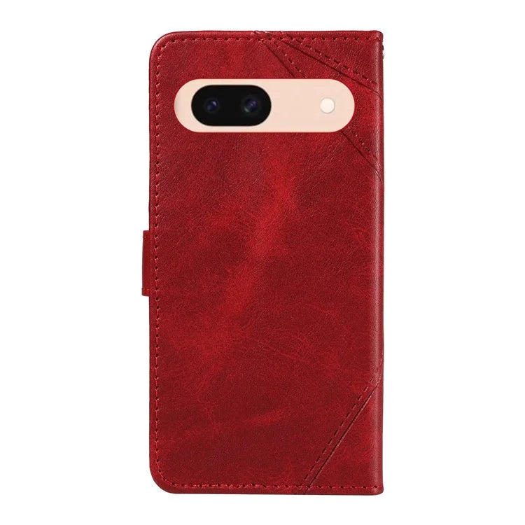 For Google Pixel 8a Case Calf Texture Leather Matte TPU Bumper Phone Cover Geometric Line