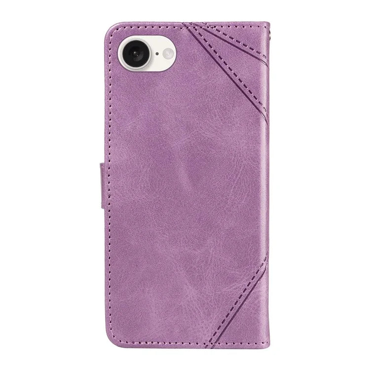 For iPhone SE (2024) Case Leather Card Holder Phone Cover Geometric Line
