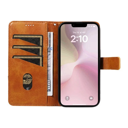 For iPhone SE (2024) Case Leather Card Holder Phone Cover Geometric Line