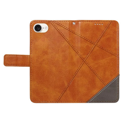 For iPhone SE (2024) Case Leather Card Holder Phone Cover Geometric Line