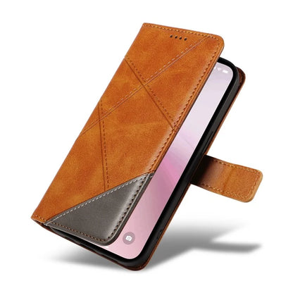 For iPhone SE (2024) Case Leather Card Holder Phone Cover Geometric Line