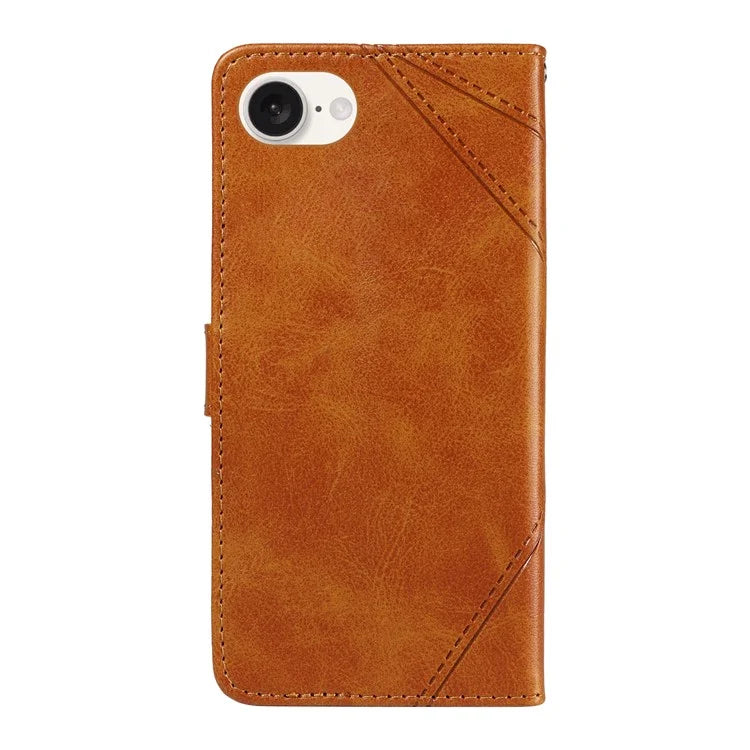 For iPhone SE (2024) Case Leather Card Holder Phone Cover Geometric Line
