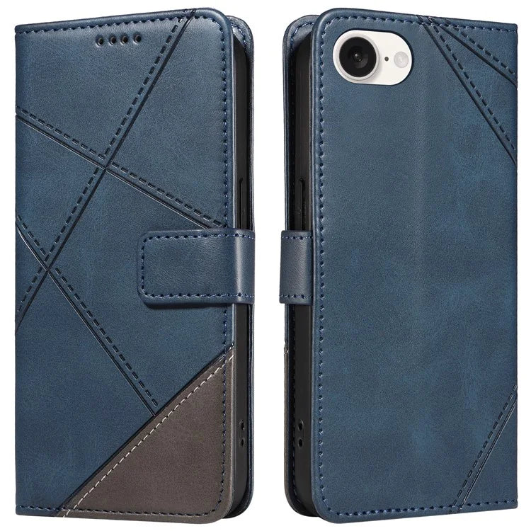 For iPhone SE (2024) Case Leather Card Holder Phone Cover Geometric Line