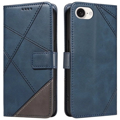 For iPhone SE (2024) Case Leather Card Holder Phone Cover Geometric Line