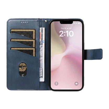 For iPhone SE (2024) Case Leather Card Holder Phone Cover Geometric Line