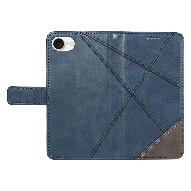 For iPhone SE (2024) Case Leather Card Holder Phone Cover Geometric Line