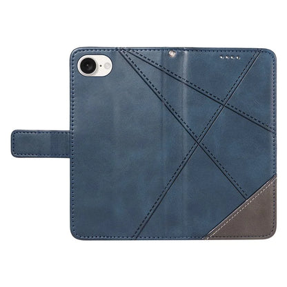 For iPhone SE (2024) Case Leather Card Holder Phone Cover Geometric Line
