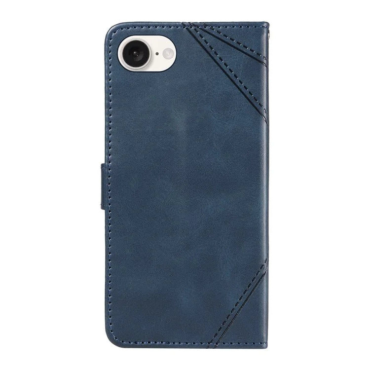 For iPhone SE (2024) Case Leather Card Holder Phone Cover Geometric Line
