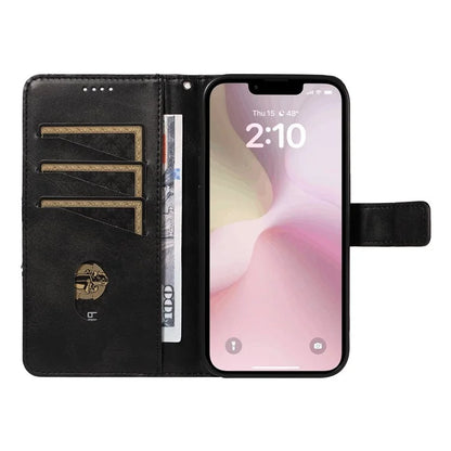For iPhone SE (2024) Case Leather Card Holder Phone Cover Geometric Line