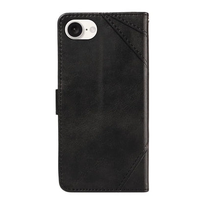 For iPhone SE (2024) Case Leather Card Holder Phone Cover Geometric Line