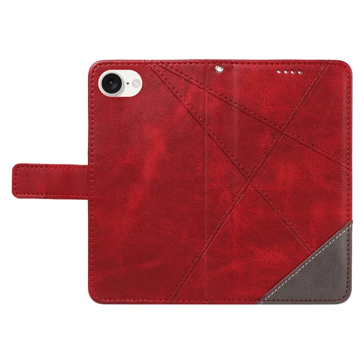 For iPhone SE (2024) Case Leather Card Holder Phone Cover Geometric Line