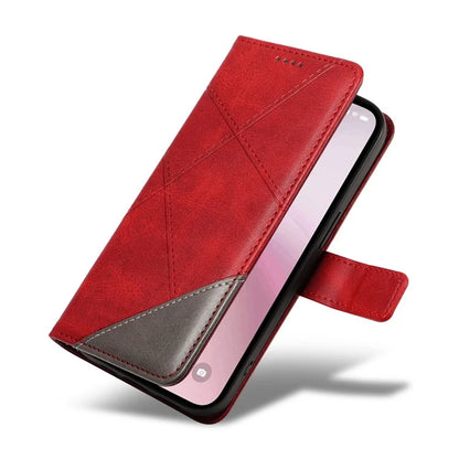 For iPhone SE (2024) Case Leather Card Holder Phone Cover Geometric Line