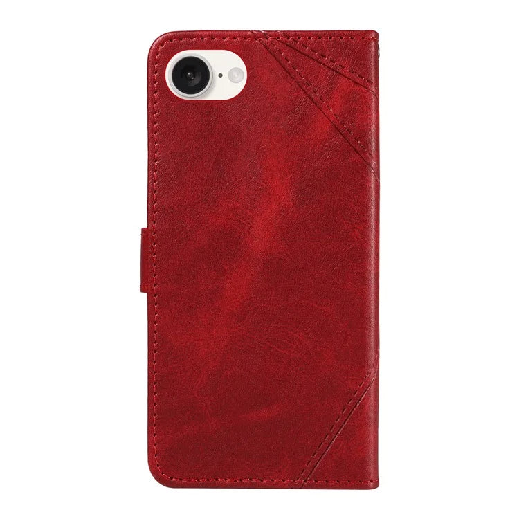 For iPhone SE (2024) Case Leather Card Holder Phone Cover Geometric Line