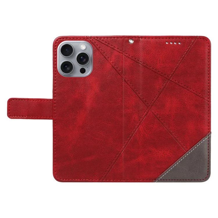 For iPhone 16 Pro Max Case Geometric Shockproof Wallet Leathe Phone Cover