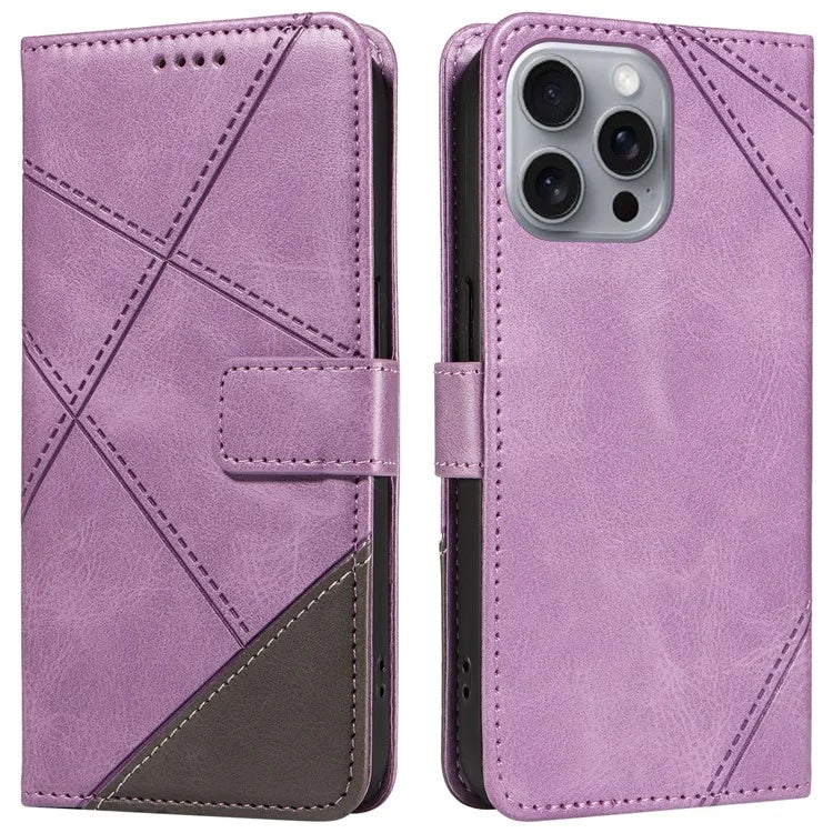 For iPhone 16 Pro Max Case Geometric Shockproof Wallet Leathe Phone Cover