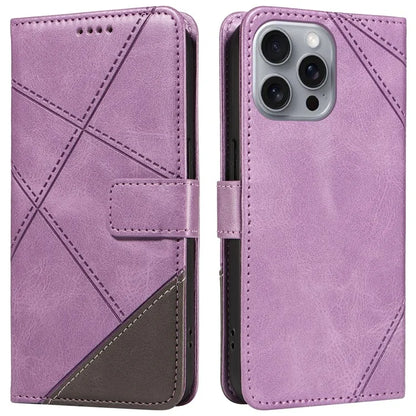 For iPhone 16 Pro Max Case Geometric Shockproof Wallet Leathe Phone Cover
