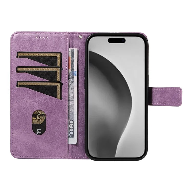 For iPhone 16 Pro Max Case Geometric Shockproof Wallet Leathe Phone Cover