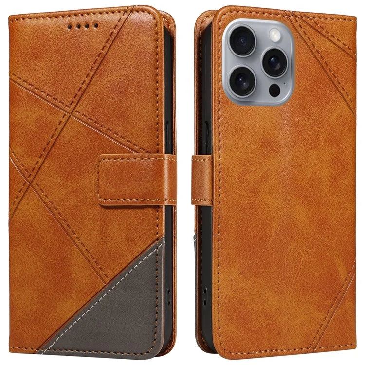 For iPhone 16 Pro Max Case Geometric Shockproof Wallet Leathe Phone Cover