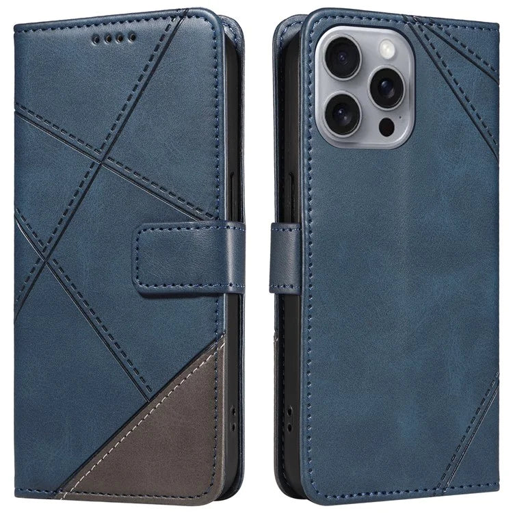 For iPhone 16 Pro Max Case Geometric Shockproof Wallet Leathe Phone Cover