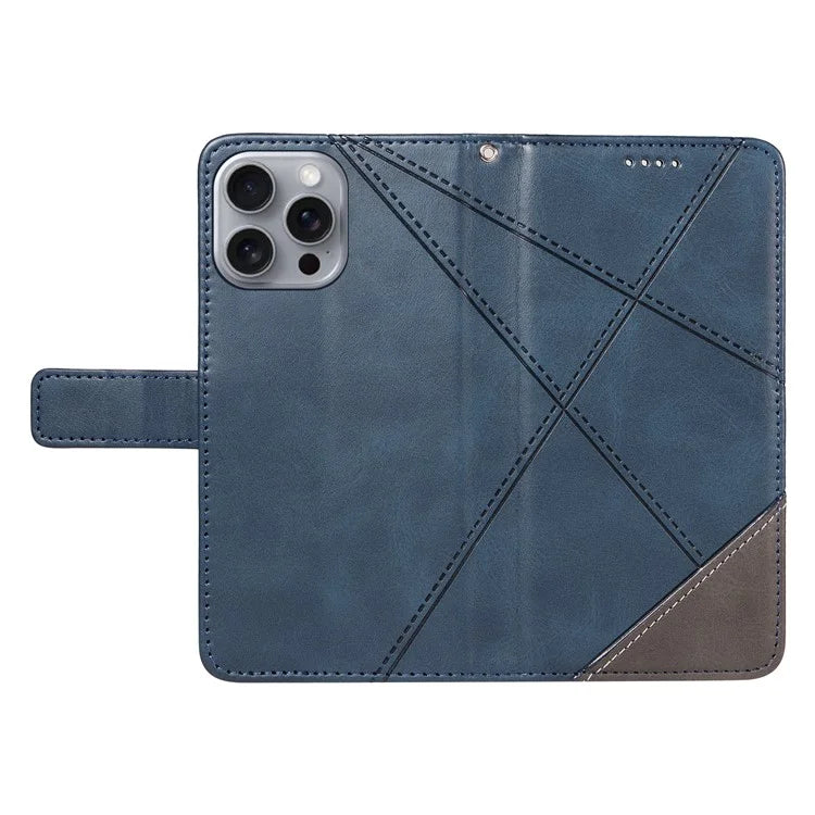 For iPhone 16 Pro Max Case Geometric Shockproof Wallet Leathe Phone Cover