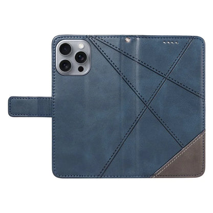 For iPhone 16 Pro Max Case Geometric Shockproof Wallet Leathe Phone Cover