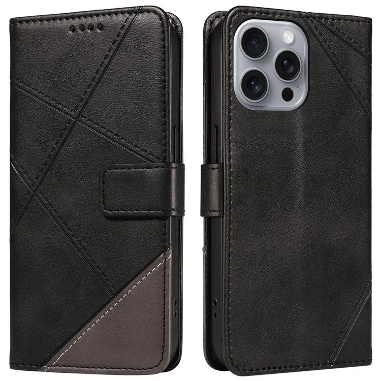 For iPhone 16 Pro Max Case Geometric Shockproof Wallet Leathe Phone Cover