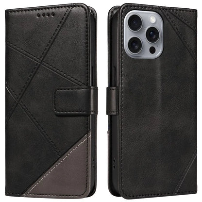 For iPhone 16 Pro Max Case Geometric Shockproof Wallet Leathe Phone Cover