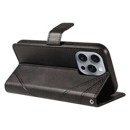 For iPhone 16 Pro Max Case Geometric Shockproof Wallet Leathe Phone Cover