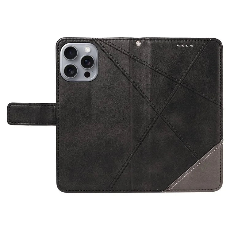 For iPhone 16 Pro Max Case Geometric Shockproof Wallet Leathe Phone Cover