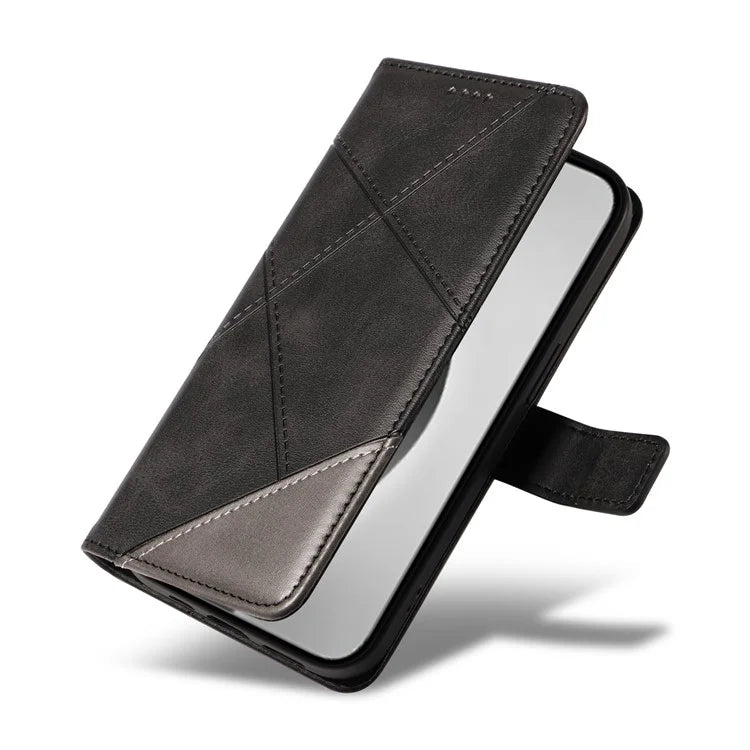 For iPhone 16 Pro Max Case Geometric Shockproof Wallet Leathe Phone Cover