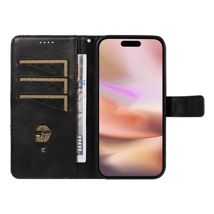 For iPhone 16 Plus Case Geometric Line Leathe Calf Texture Phone Cover
